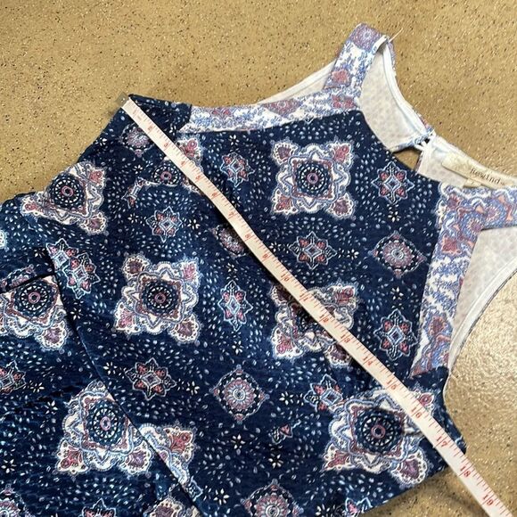 Rewind Textured High Neck Cut Out Fit & Flare Dress Blue Pink sz L - Picture 11 of 14